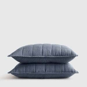Quince European Linen Box Quilt Shams in Nightfall Standard NWOB